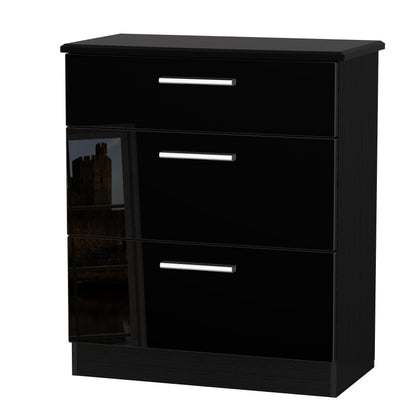 Knightsbridge Chest of Drawers Black 3 Drawers 89cm