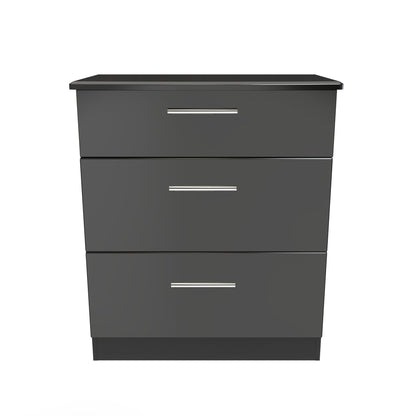 Knightsbridge Chest of Drawers Black 3 Drawers 89cm