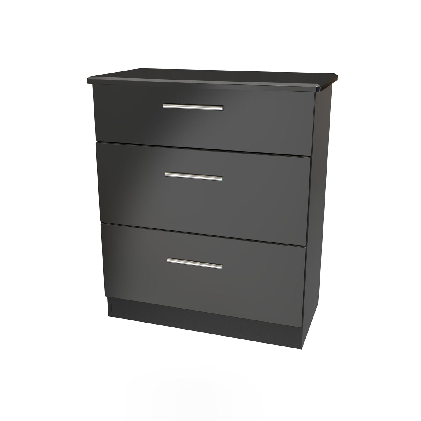 Knightsbridge Chest of Drawers Black 3 Drawers 89cm
