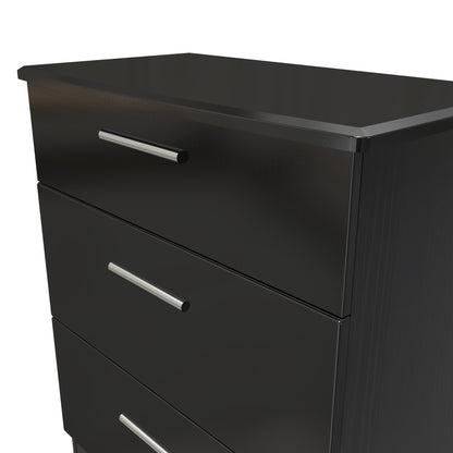 Knightsbridge Chest of Drawers Black 3 Drawers 89cm