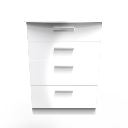 Knightsbridge Tall Chest of Drawers White 4 Drawers 108cm