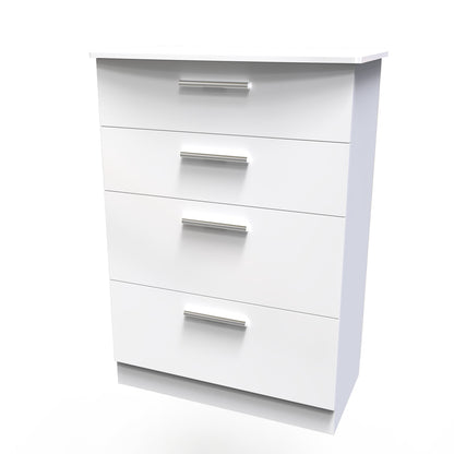 Knightsbridge Tall Chest of Drawers White 4 Drawers 108cm