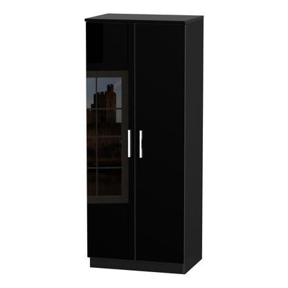 Knightsbridge Tall Wardrobe Black 2 Doors 1 Shelf 182cm