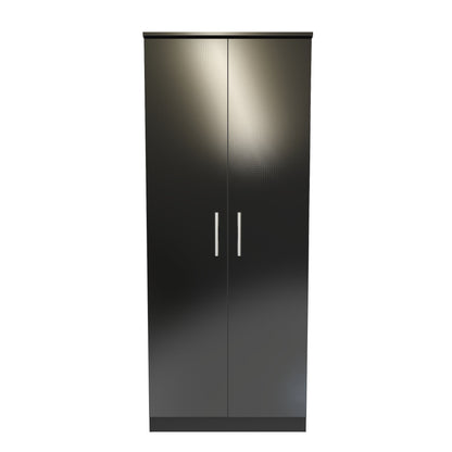 Knightsbridge Tall Wardrobe Black 2 Doors 1 Shelf 182cm