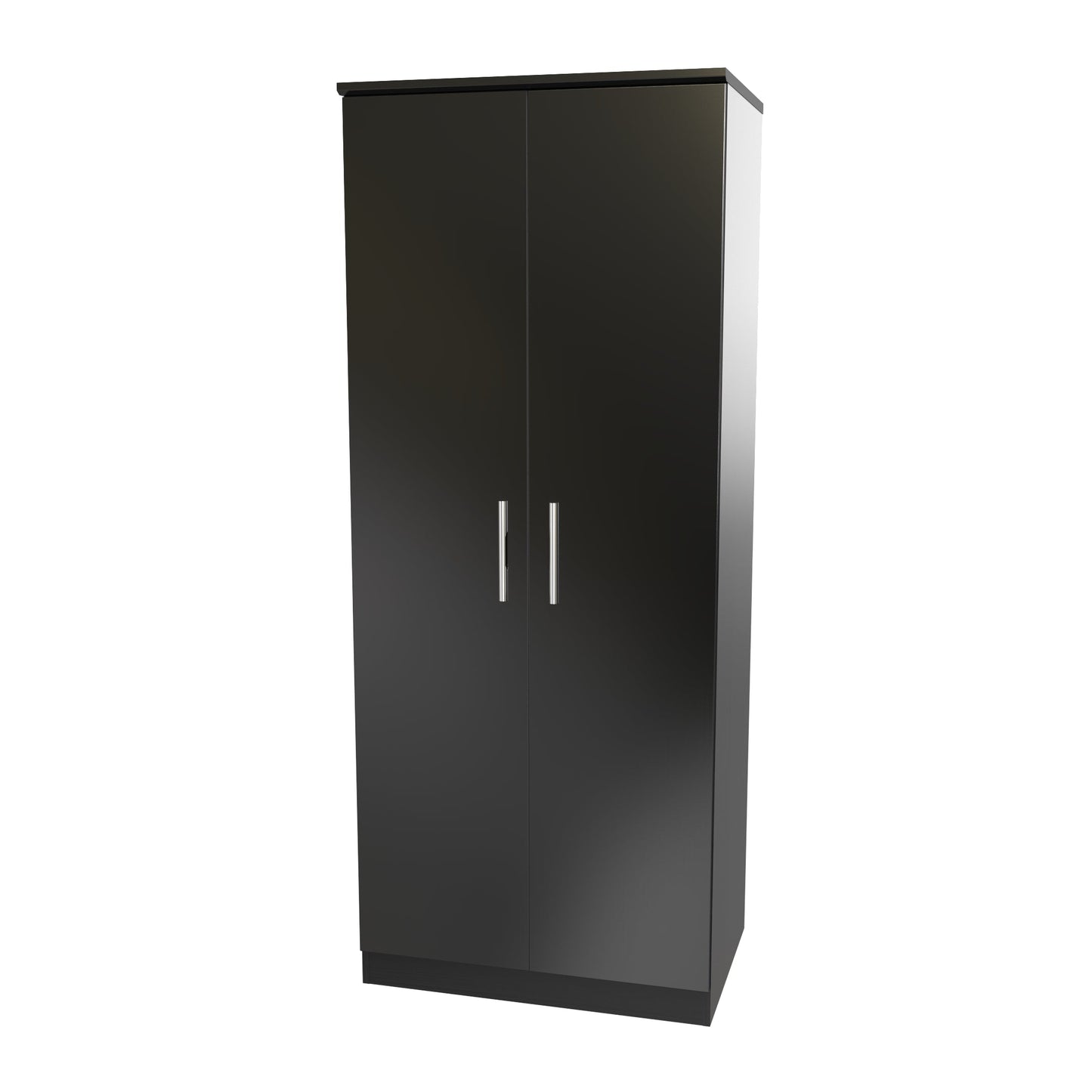 Knightsbridge Tall Wardrobe Black 2 Doors 1 Shelf 182cm