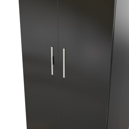 Knightsbridge Tall Wardrobe Black 2 Doors 1 Shelf 182cm
