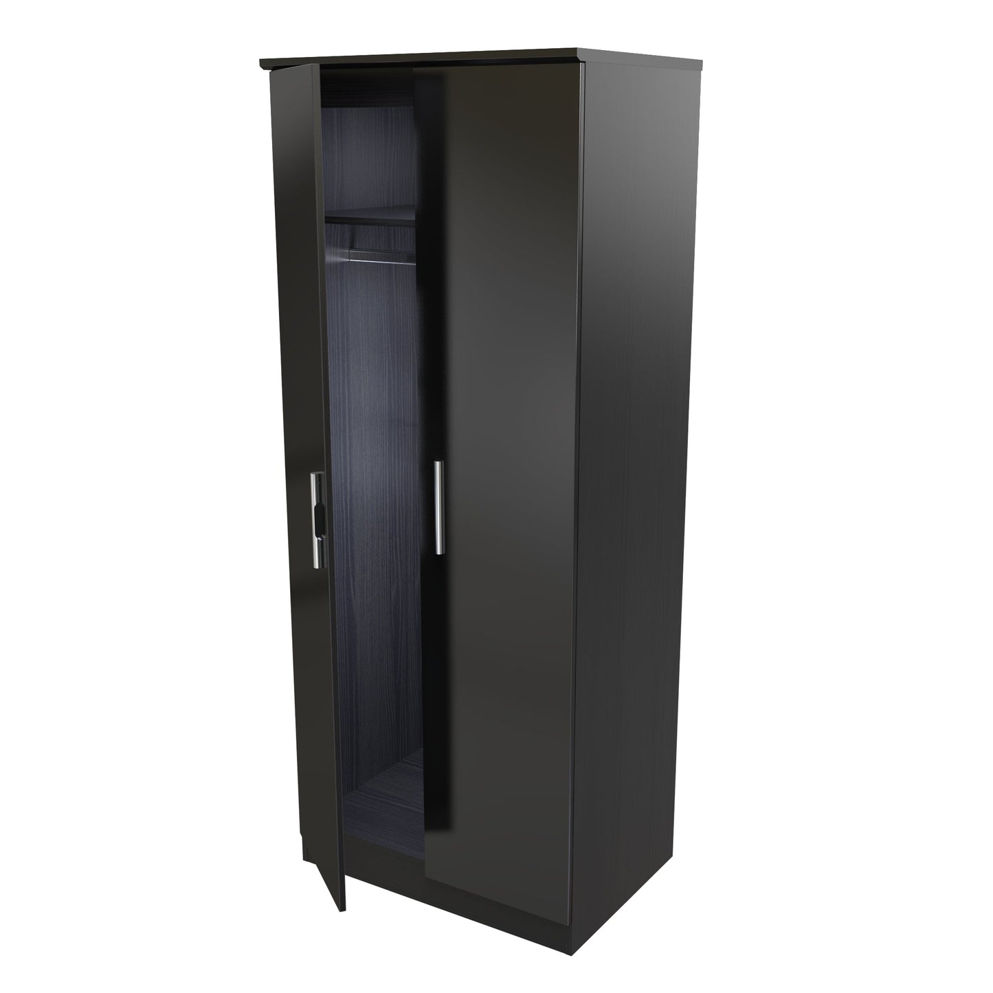 Knightsbridge Tall Wardrobe Black 2 Doors 1 Shelf 182cm