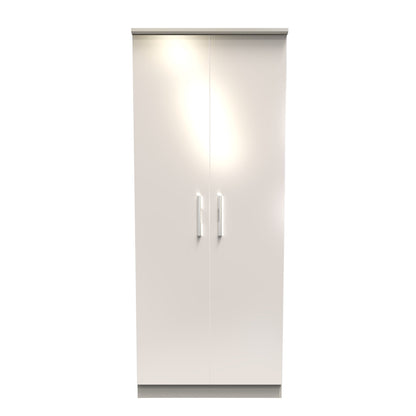 Knightsbridge Tall Wardrobe Off-White 2 Doors 1 Shelf 182cm