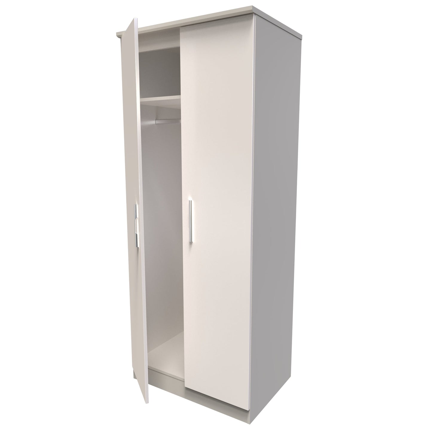 Knightsbridge Tall Wardrobe Off-White 2 Doors 1 Shelf 182cm
