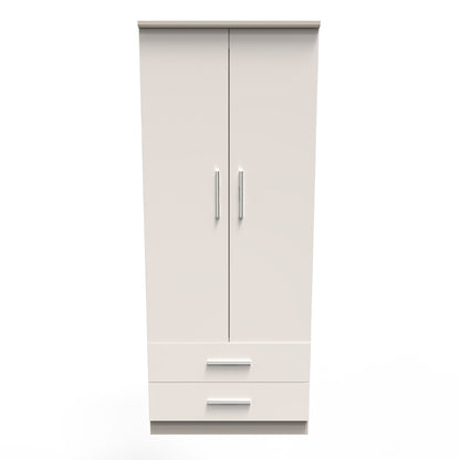 Knightsbridge Tall Wardrobe Off-White 2 Doors 2 Drawers 182cm