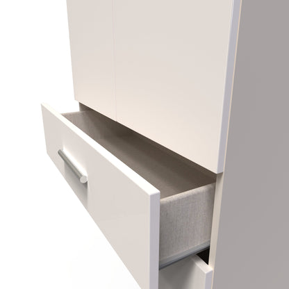 Knightsbridge Tall Wardrobe Off-White 2 Doors 2 Drawers 182cm