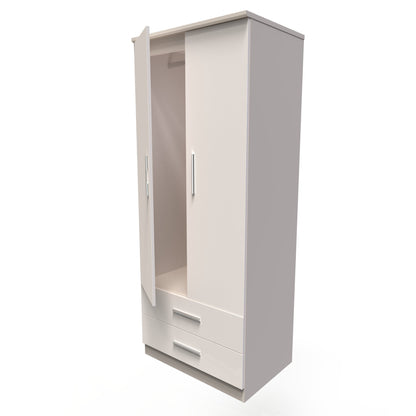 Knightsbridge Tall Wardrobe Off-White 2 Doors 2 Drawers 182cm
