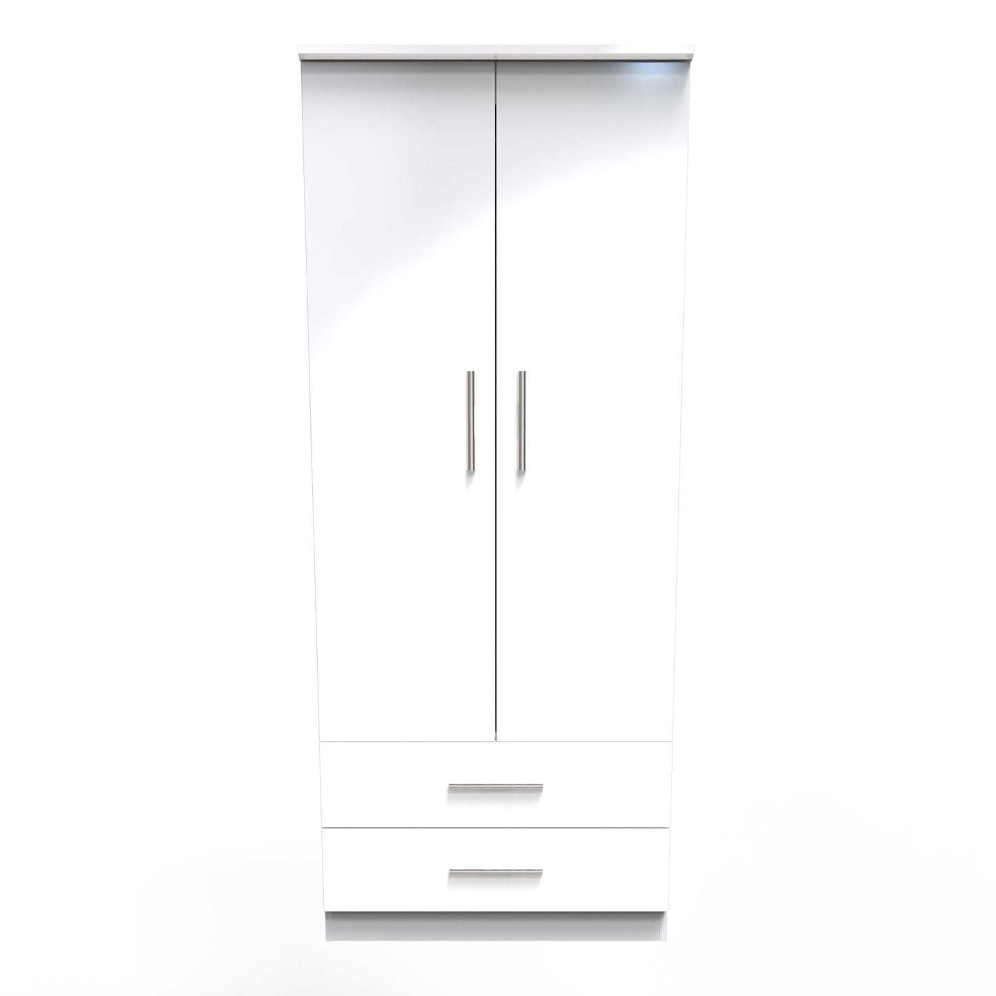 Knightsbridge Tall Wardrobe White 2 Doors 2 Drawers 182cm