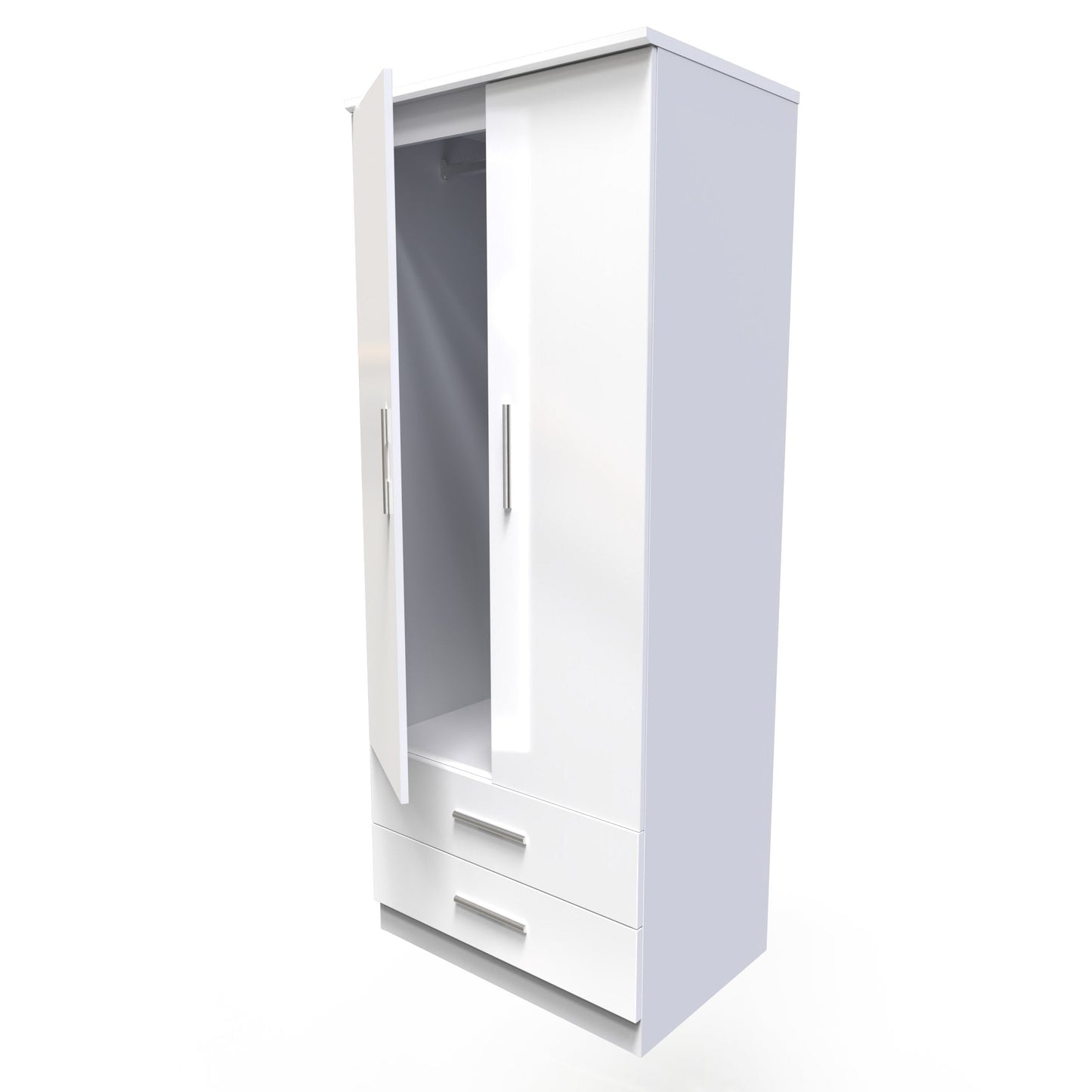 Knightsbridge Tall Wardrobe White 2 Doors 2 Drawers 182cm
