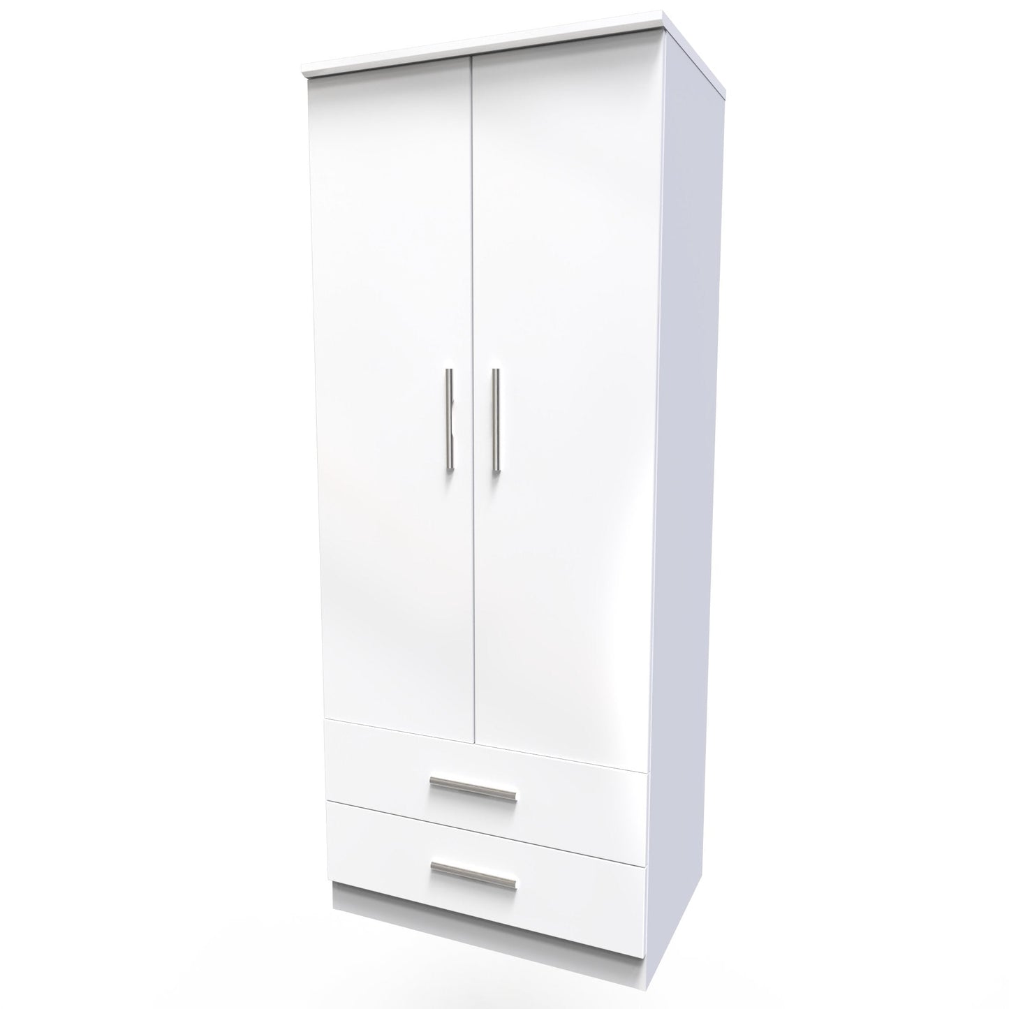 Knightsbridge Tall Wardrobe White 2 Doors 2 Drawers 182cm