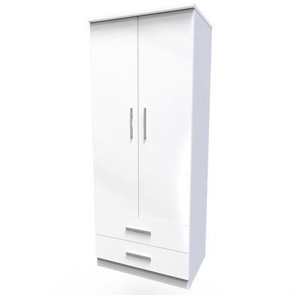 Knightsbridge Tall Wardrobe White 2 Doors 2 Drawers 182cm