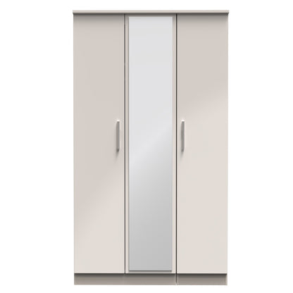 Knightsbridge Tall Mirror Wardrobe Off-White 1 Shelf 182cm