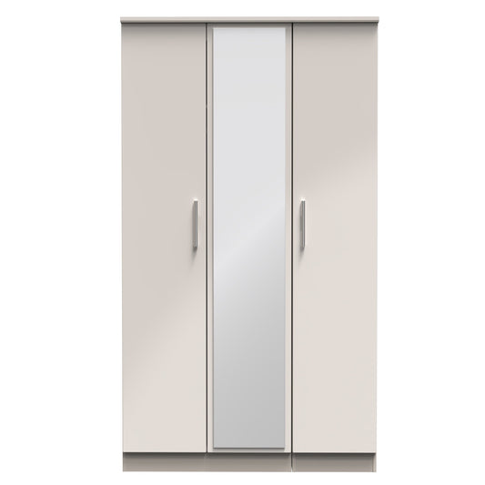 Knightsbridge Tall Mirror Wardrobe Off-White 1 Shelf 182cm