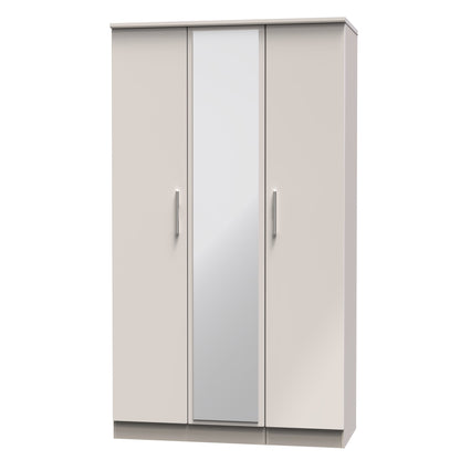 Knightsbridge Tall Mirror Wardrobe Off-White 1 Shelf 182cm