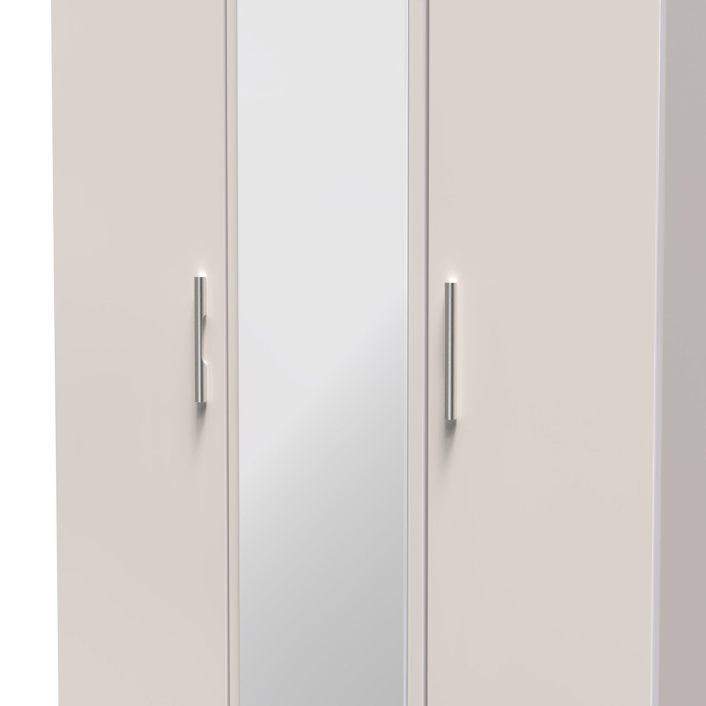 Knightsbridge Tall Mirror Wardrobe Off-White 1 Shelf 182cm
