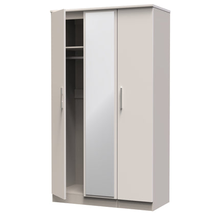Knightsbridge Tall Mirror Wardrobe Off-White 1 Shelf 182cm