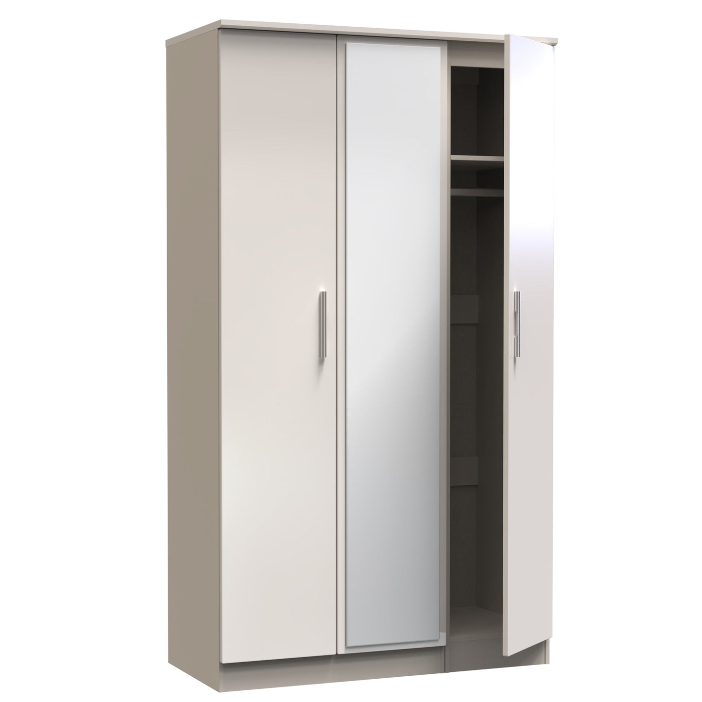 Knightsbridge Tall Mirror Wardrobe Off-White 1 Shelf 182cm