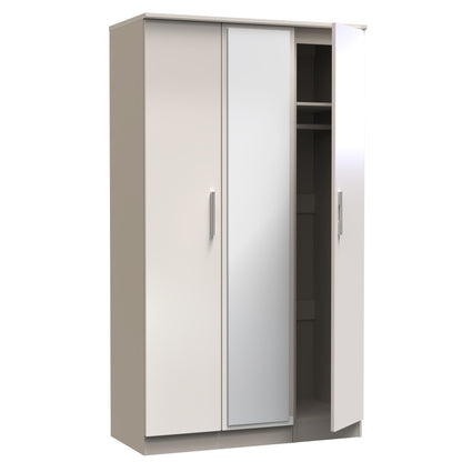 Knightsbridge Tall Mirror Wardrobe Off-White 1 Shelf 182cm