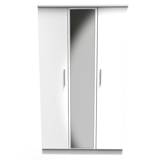 Knightsbridge Tall Mirror Wardrobe White 1 Shelf 182cm