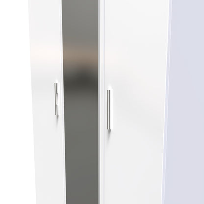 Knightsbridge Tall Mirror Wardrobe White 1 Shelf 182cm