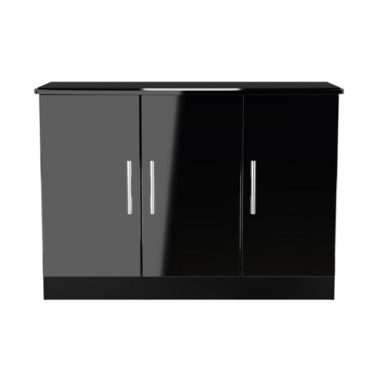 Knightsbridge Large Sideboard Black 3 Doors 112cm