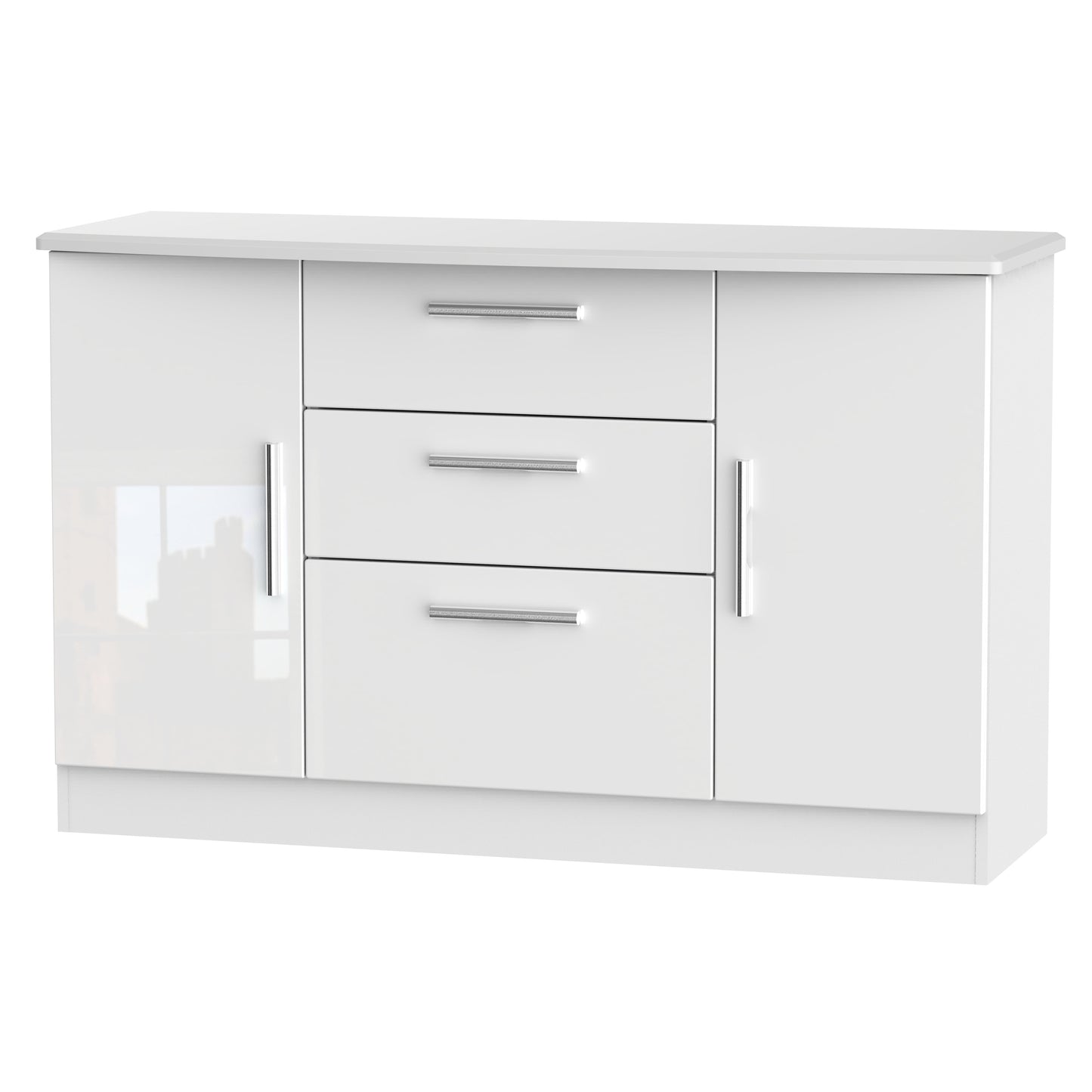 Knightsbridge Large Sideboard White 2 Doors 2 Shelves 3 Drawers 128cm