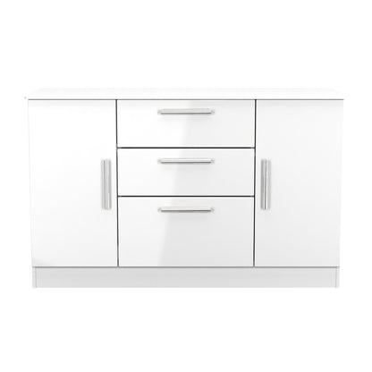 Knightsbridge Large Sideboard White 2 Doors 2 Shelves 3 Drawers 128cm