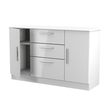 Knightsbridge Large Sideboard White 2 Doors 2 Shelves 3 Drawers 128cm