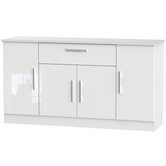 Knightsbridge Large Sideboard White 4 Doors 1 Drawer 146cm