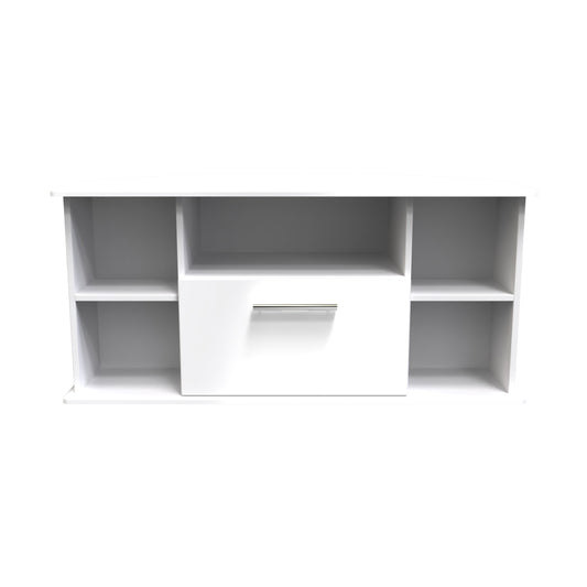 Knightsbridge Corner Corner TV Unit White 5 Shelves 1 Drawer 112cm
