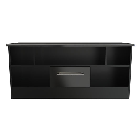 Knightsbridge TV Unit Black 5 Shelves 1 Drawer 112cm