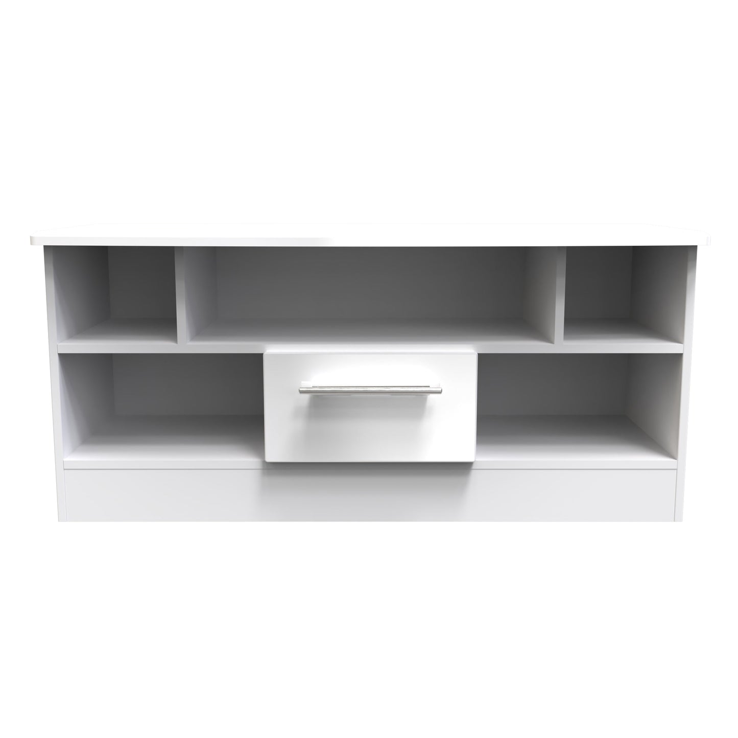 Knightsbridge TV Unit White 5 Shelves 1 Drawer 112cm