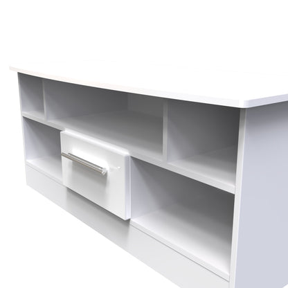 Knightsbridge TV Unit White 5 Shelves 1 Drawer 112cm