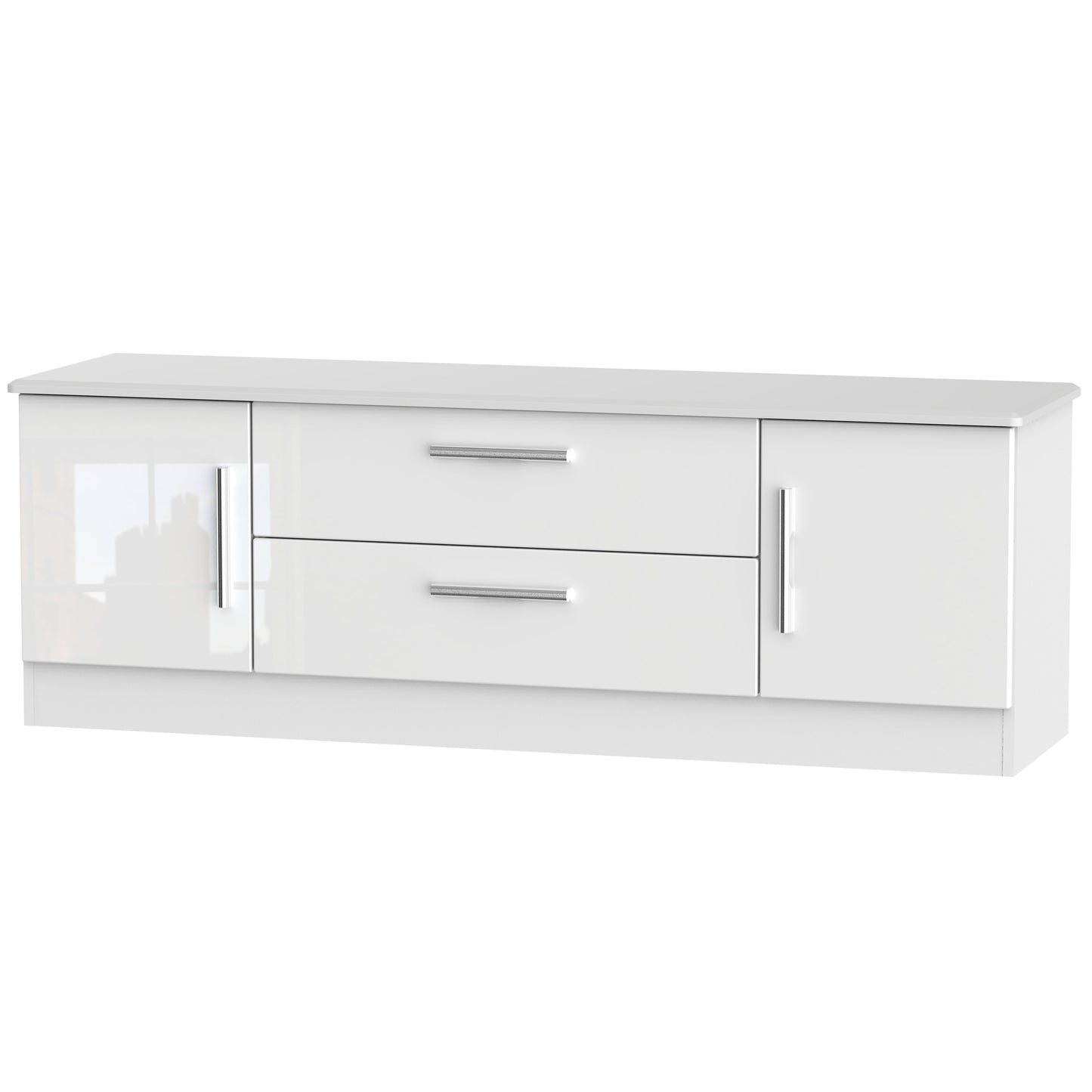 Knightsbridge TV Unit White 2 Drawers 2 Doors 146cm