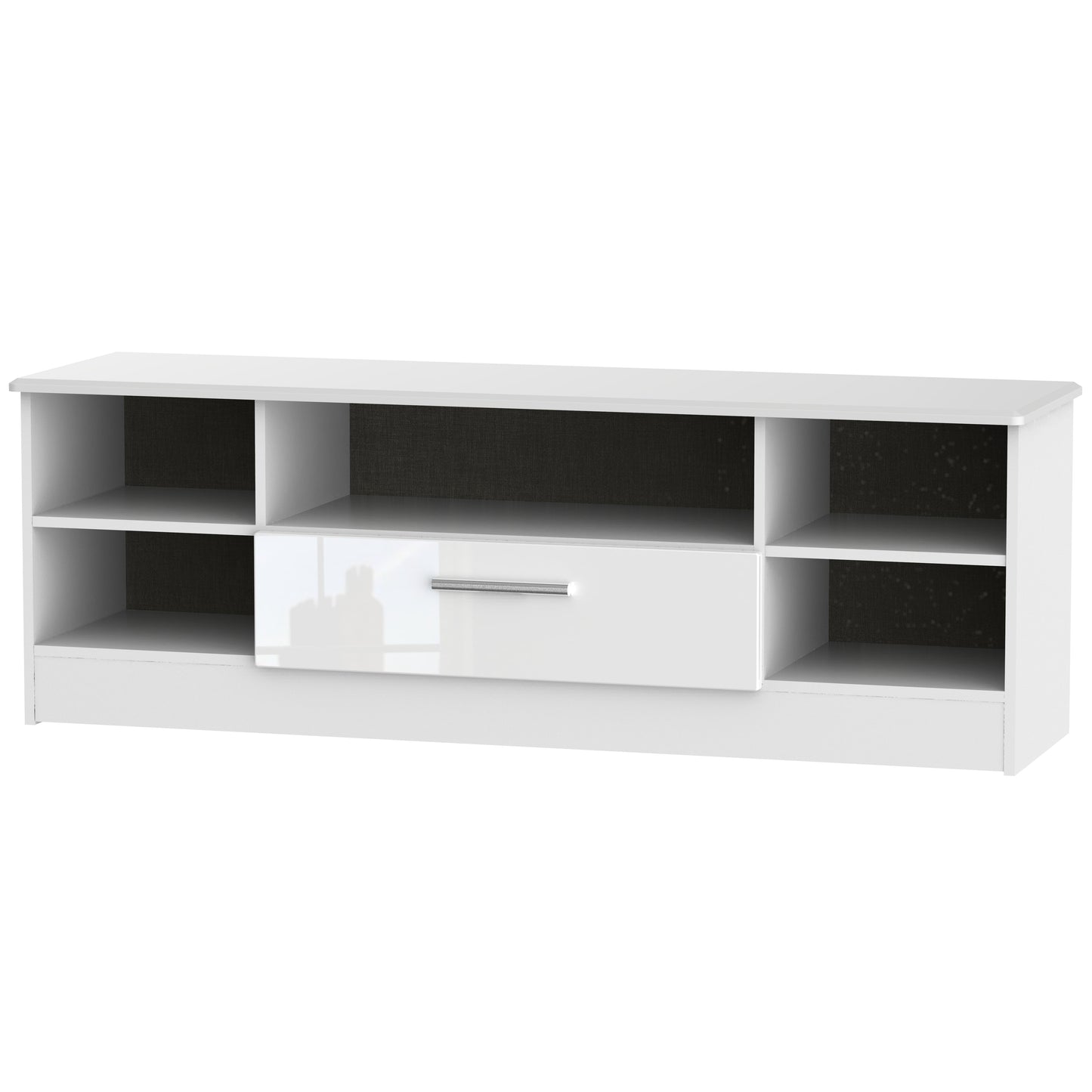 Knightsbridge TV Unit White 5 Shelves 1 Drawer 146cm
