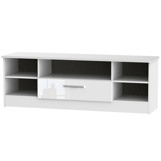 Knightsbridge TV Unit White 5 Shelves 1 Drawer 146cm