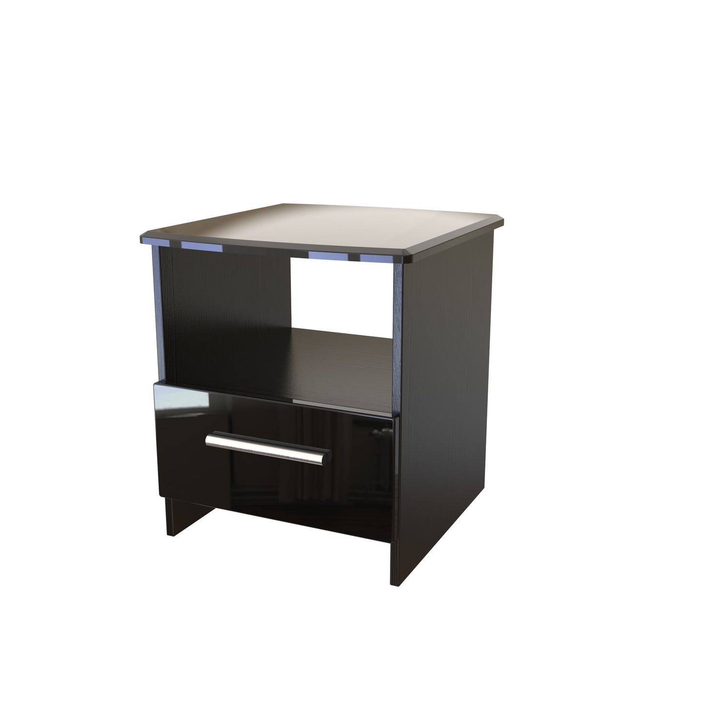 Knightsbridge Side Table Black 1 Shelf 1 Drawer 50cm