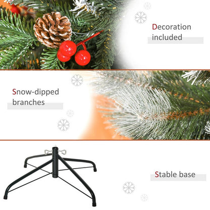 5 Foot Berries & Cones Christmas Tree Artificial - White Frosted Green 440 Tips