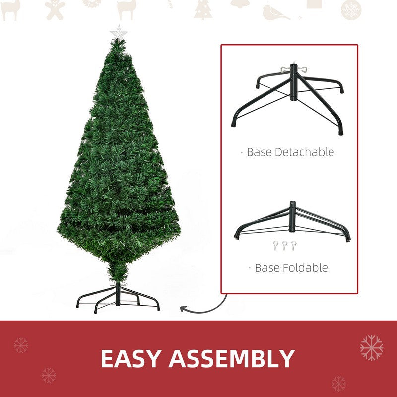 5 Foot Pre-Lit Fibre Optic Artificial Christmas Tree Holiday Xmas Décor with Tree Topper Multi-Colour