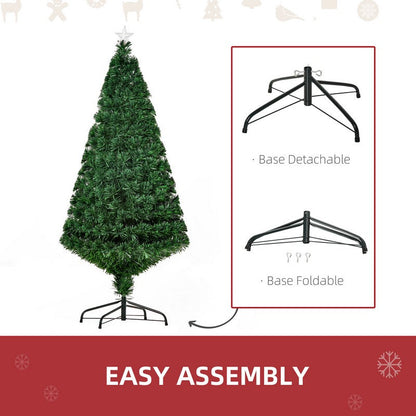 5 Foot Pre-Lit Fibre Optic Artificial Christmas Tree Holiday Xmas Décor with Tree Topper Multi-Colour