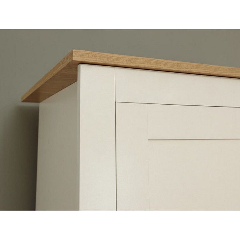GFW Lancaster Tall Wardrobe Cream 3 Doors 1 Shelf 2 Drawers
