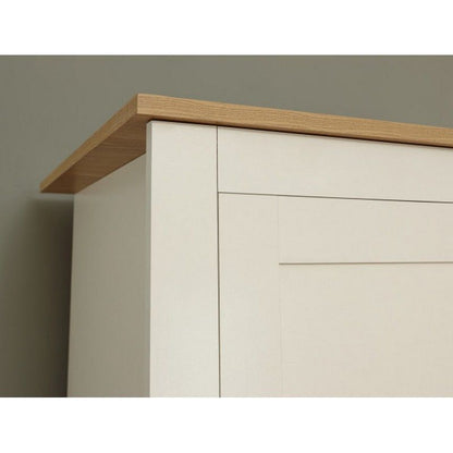 GFW Lancaster Tall Wardrobe Cream 3 Doors 1 Shelf 2 Drawers