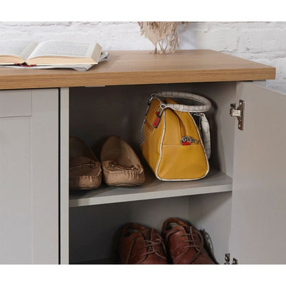 GFW Lancaster Shoe Storage Grey 2 Doors 4 Shelves