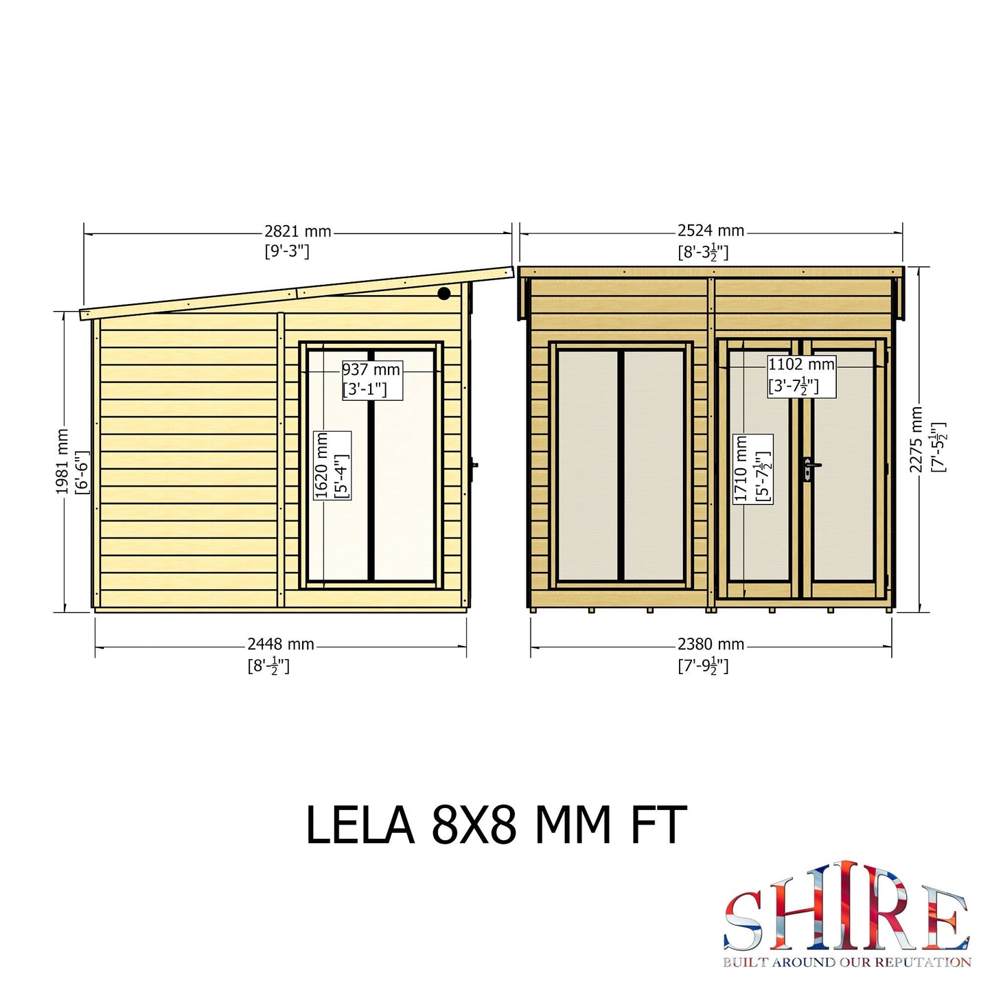 Shire Lela 7' 9" x 7' 9" Pent Summerhouse - Premium Dip Treated Shiplap