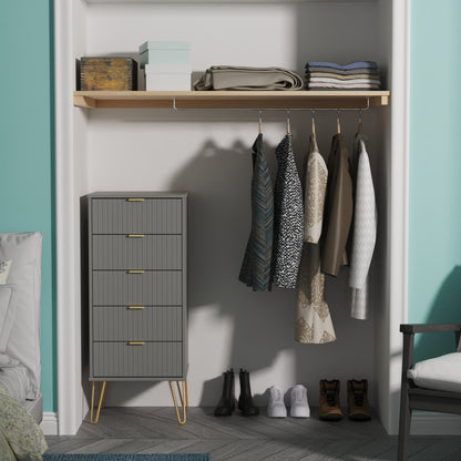 Linear Tall Tallboy Grey 5 Drawers 109cm